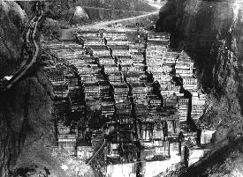 Photo. View of dam under construction.