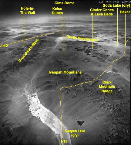 Aerial oblique view of the Mojave National Preserve