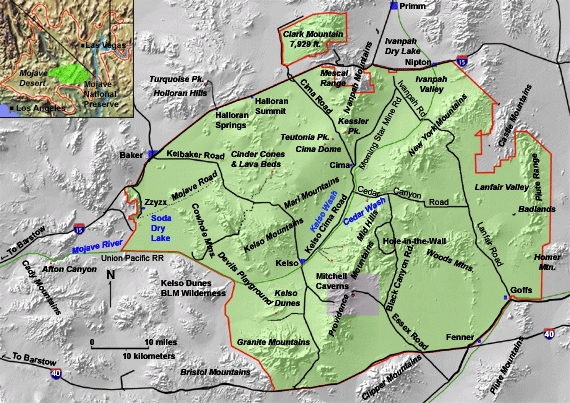 map of Mojave National Preserve