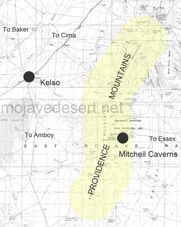 map of Providence Mountains, Mojave National Preserve