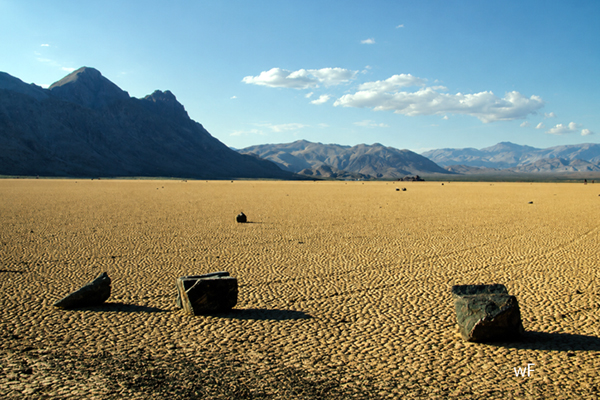 Photo of moving rocks on Racetrack in Death Valley National Park