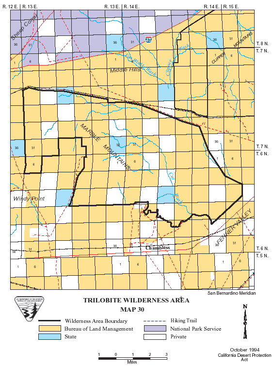 Trilobite wilderness map, Mojave Desert